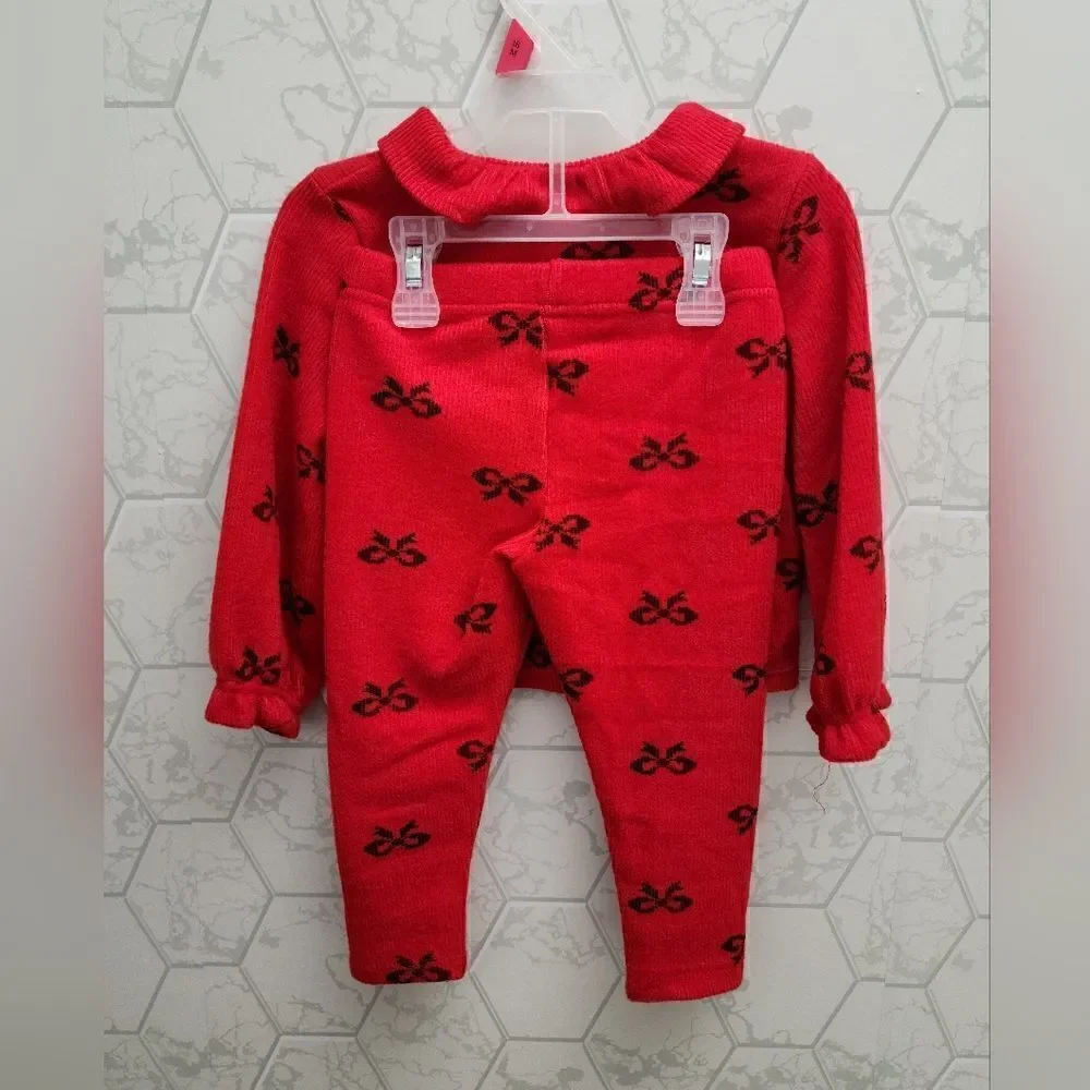 New baby girl Christmas outfit bundle of cardigan set and overall outfit